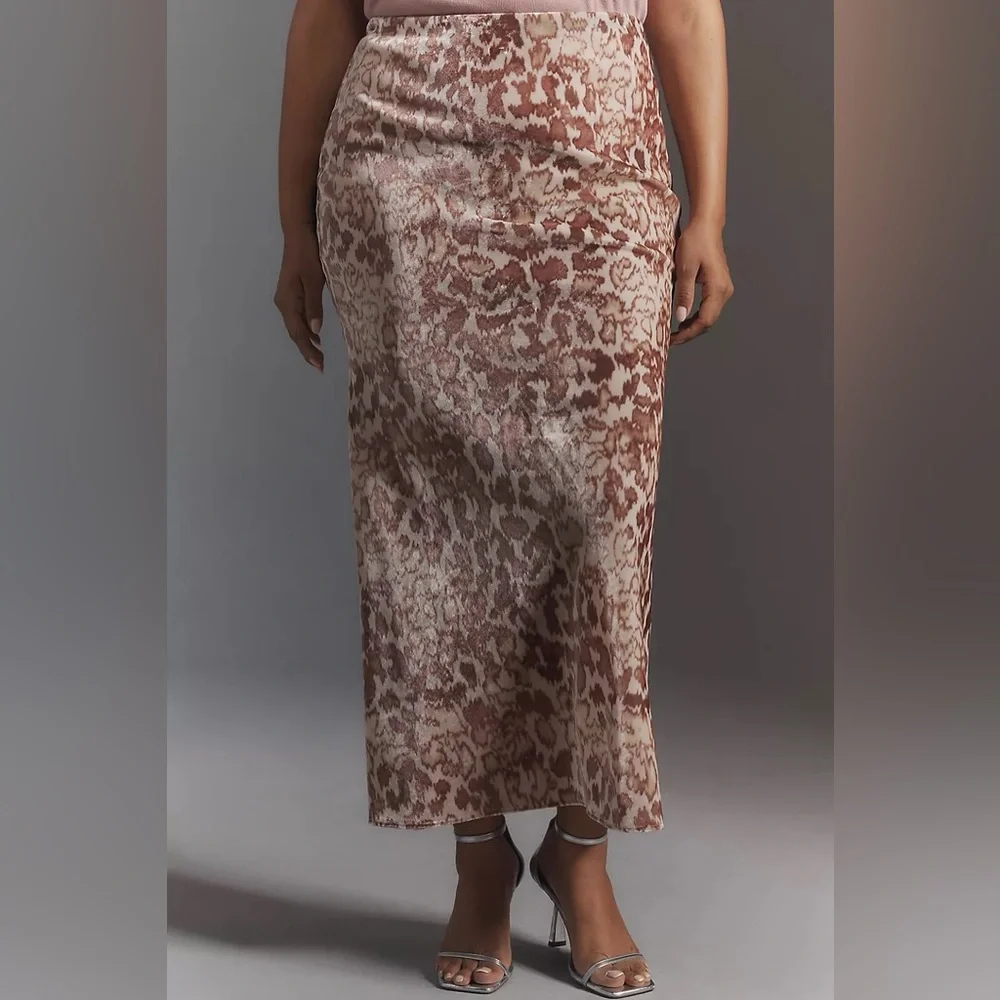 NWT Anthropologie The Tilda Maxi Slip Leopard Skirt: Velvet Edition, Size XS